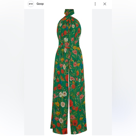 Cara Cara Pants - Cara Cara Green Floral Halter Jumpsuit